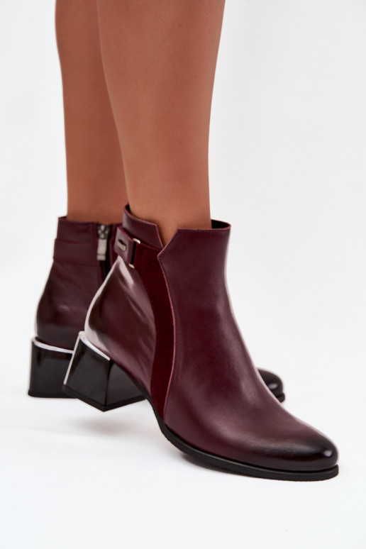 Leder-Damenschuhe mit Absatz in Bordeaux Zazoo 60563