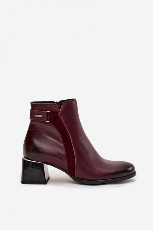 Leder-Damenschuhe mit Absatz in Bordeaux Zazoo 60563