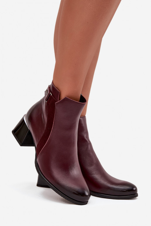 Leder-Damenschuhe mit Absatz in Bordeaux Zazoo 60563
