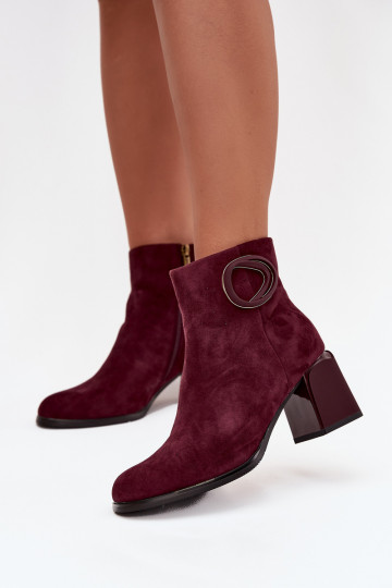 Bottines chaudes en daim synthétique pour femmes avec détails décoratifs en bordeaux Artiker 57C0016 2