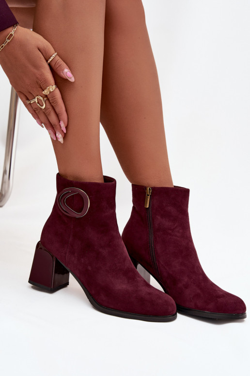Bottines chaudes en daim synthétique pour femmes avec détails décoratifs en bordeaux Artiker 57C0016
