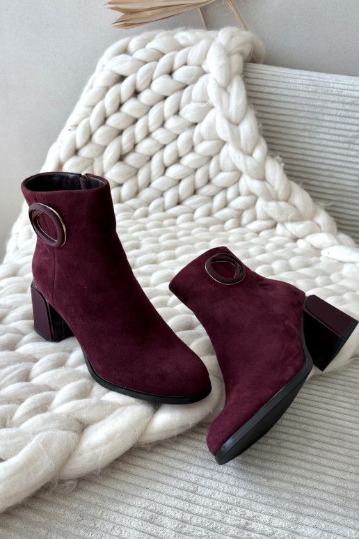 Bottines chaudes en daim synthétique pour femmes avec détails décoratifs en bordeaux Artiker 57C0016