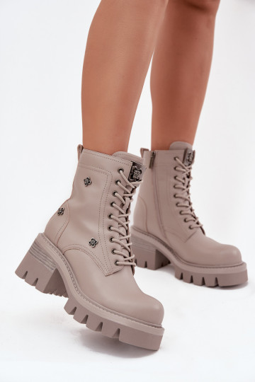Bottines de travail en cuir pour femmes avec boucles en sable Artiker 57C0181 2