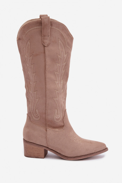Bottes longues de style cowboy couleur sable Casena