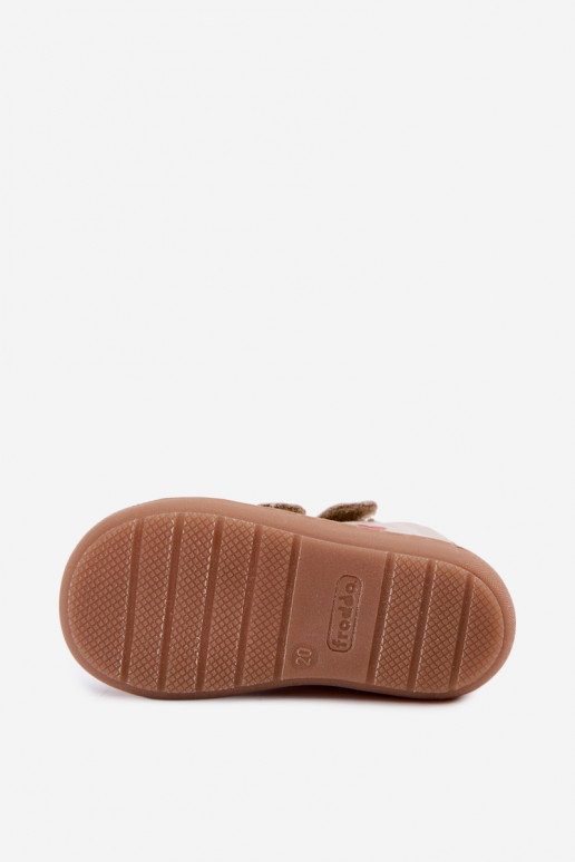 Zandkleurige leren kinderschoenen Barefoot Froddo G2130328-64