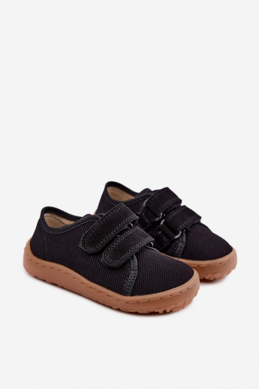 Schwarze Kinderslipper Barefoot Froddo Canvas G1700440-19