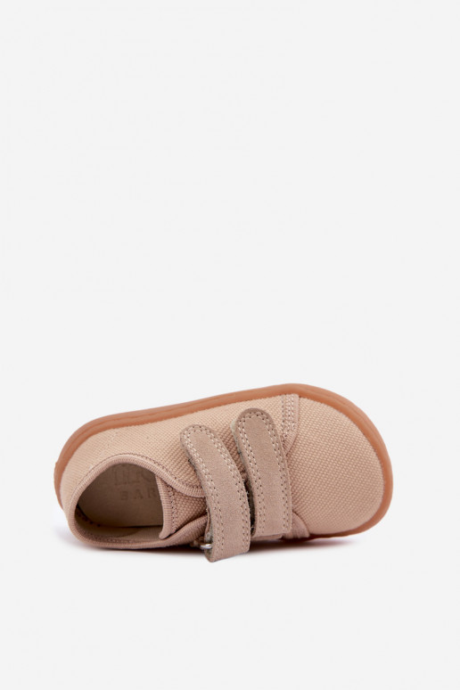 Sandfarbene Kinderslipper Barefoot Froddo Canvas G1700440-22