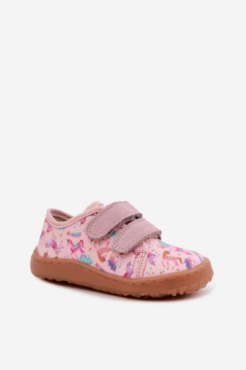 Chaussons pour enfants roses Barefoot Licornes Froddo Canvas G1700440-26