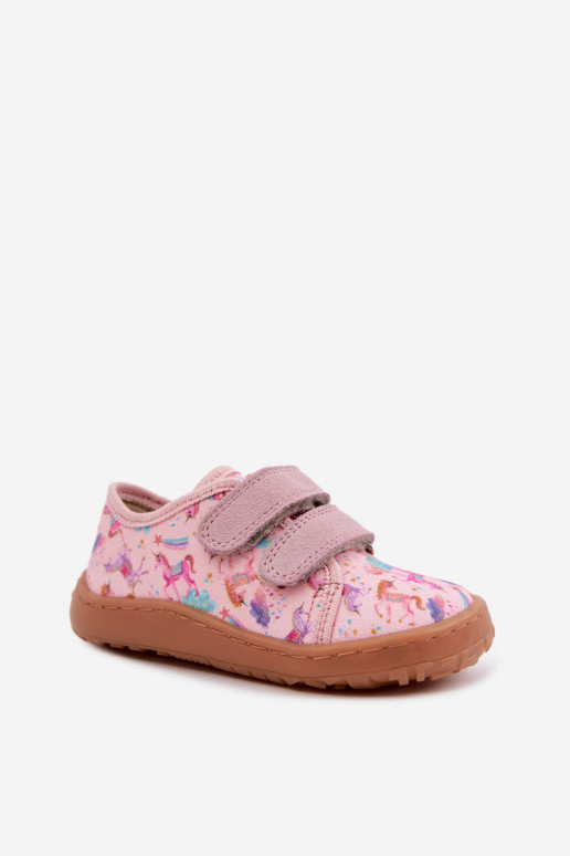 Chaussons pour enfants roses Barefoot Licornes Froddo Canvas G1700440-26