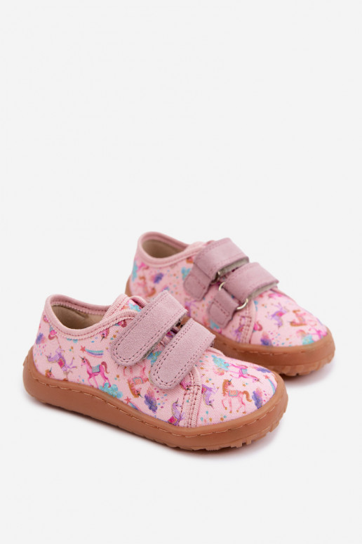 Chaussons pour enfants roses Barefoot Licornes Froddo Canvas G1700440-26