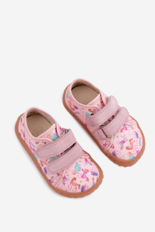Roze kinderslippers Barefoot Eenhoorns Froddo Canvas G1700440-26