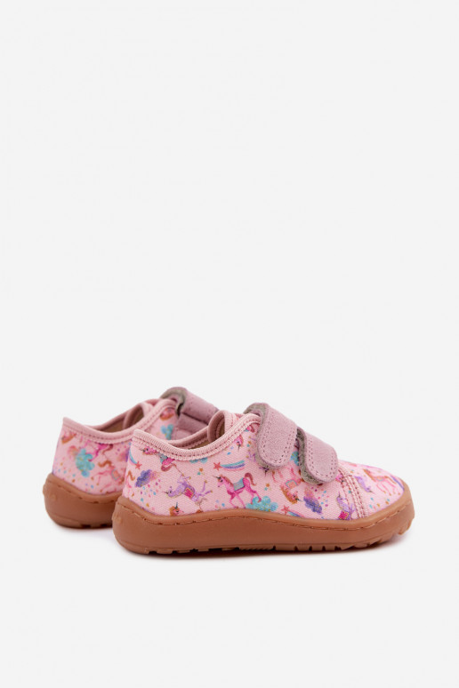 Chaussons pour enfants roses Barefoot Licornes Froddo Canvas G1700440-26