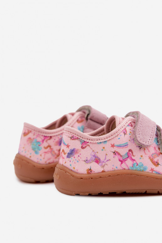 Chaussons pour enfants roses Barefoot Licornes Froddo Canvas G1700440-26