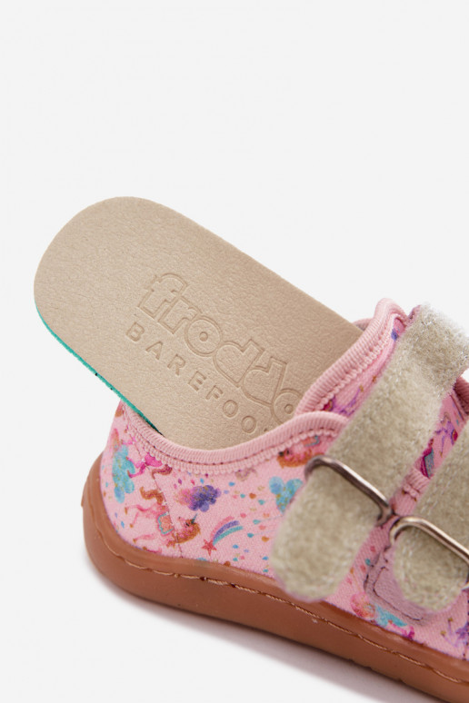 Roze kinderslippers Barefoot Eenhoorns Froddo Canvas G1700440-26