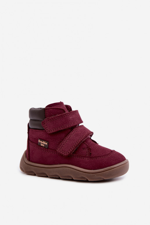 Chaussures en cuir pour enfants bordeaux Barefoot Froddo G2110150-9