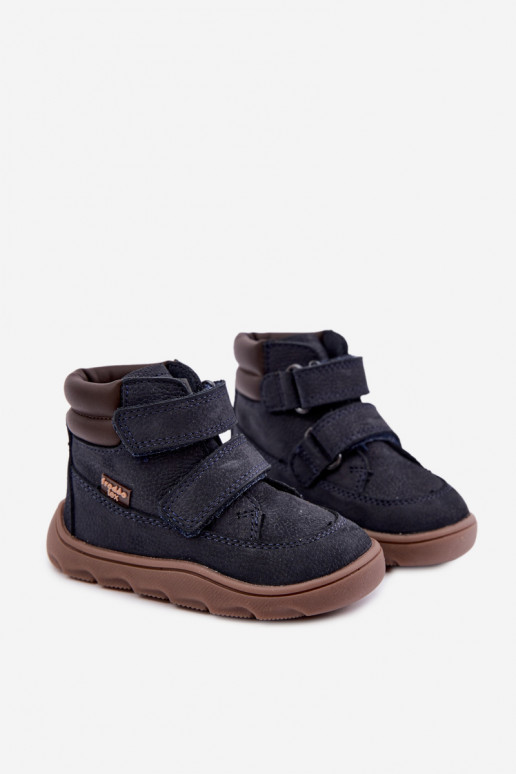 Chaussures en cuir pour enfants bleu foncé Barefoot Froddo G2110150