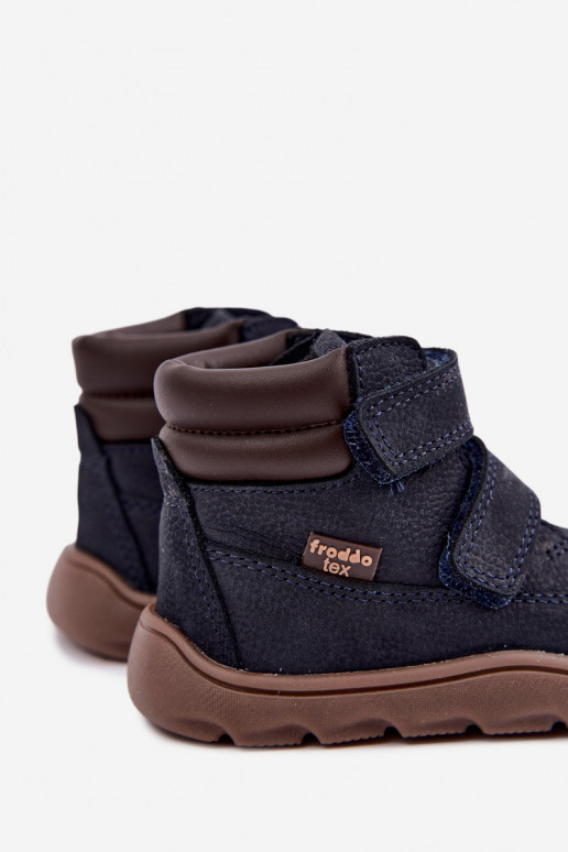 Chaussures en cuir pour enfants bleu foncé Barefoot Froddo G2110150