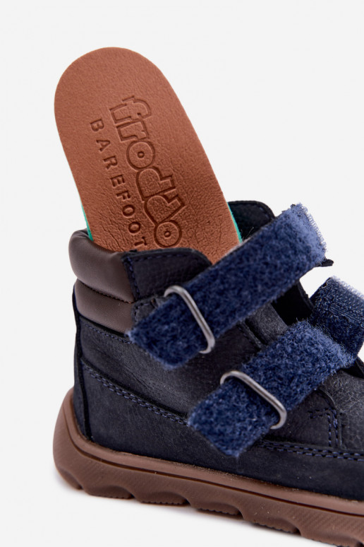 Chaussures en cuir pour enfants bleu foncé Barefoot Froddo G2110150