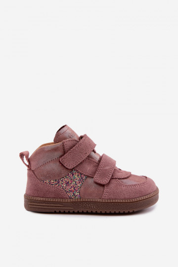 Chaussures en daim pour enfants roses Barefoot avec brillance Froddo G2110157-5 2