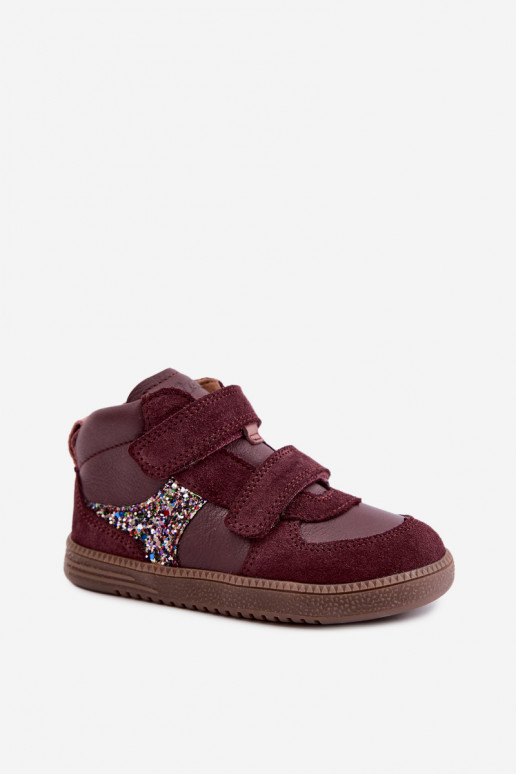 Chaussures en daim pour enfants bordeaux Barefoot Froddo G2110157-4