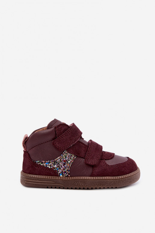 Bordeauxkleurige kindersuède schoenen Barefoot Froddo G2110157-4