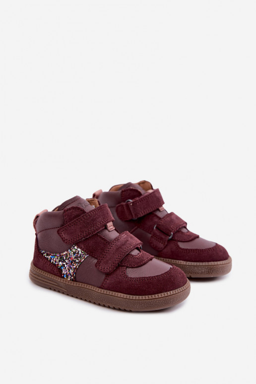 Chaussures en daim pour enfants bordeaux Barefoot Froddo G2110157-4