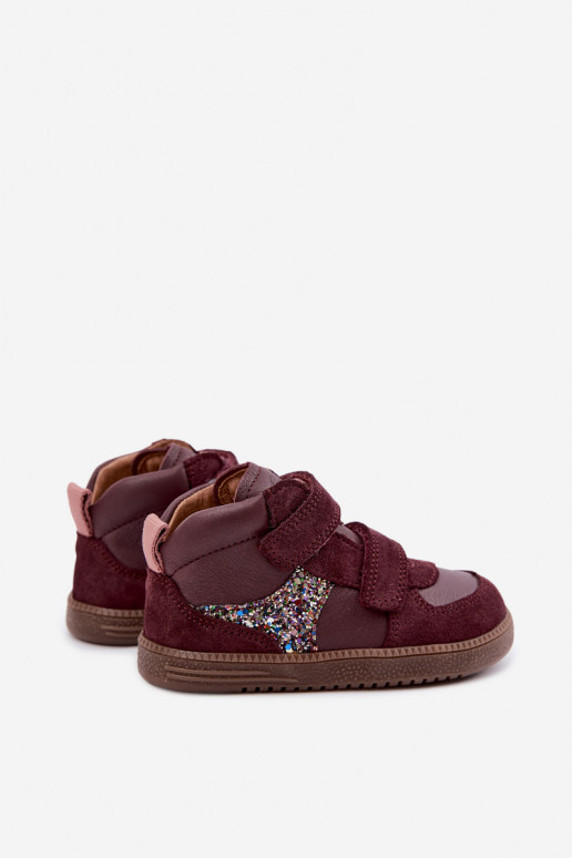 Bordeauxkleurige kindersuède schoenen Barefoot Froddo G2110157-4