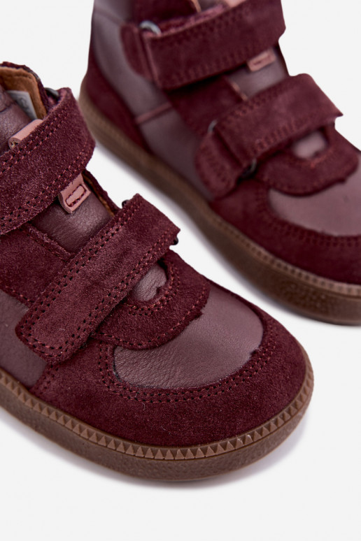 Chaussures en daim pour enfants bordeaux Barefoot Froddo G2110157-4
