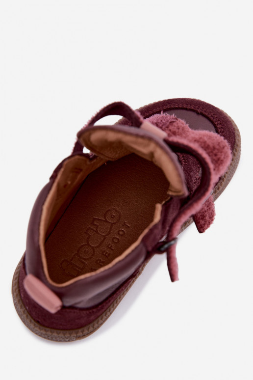 Chaussures en daim pour enfants bordeaux Barefoot Froddo G2110157-4