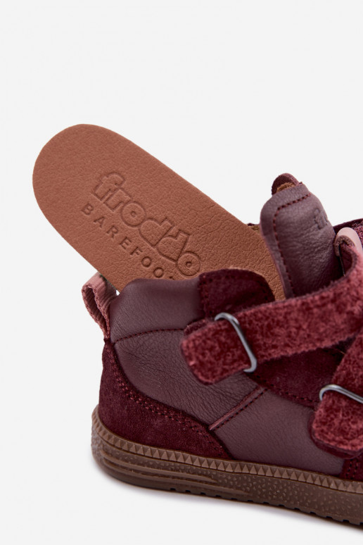 Chaussures en daim pour enfants bordeaux Barefoot Froddo G2110157-4