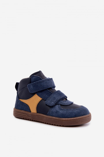 Chaussures en daim pour enfants bleu foncé Barefoot Froddo G2110157