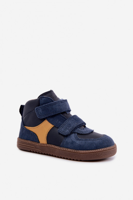Chaussures en daim pour enfants bleu foncé Barefoot Froddo G2110157
