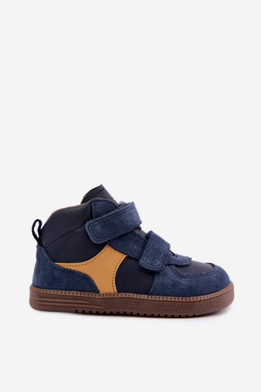 Chaussures en daim pour enfants bleu foncé Barefoot Froddo G2110157