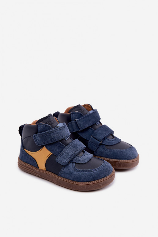 Chaussures en daim pour enfants bleu foncé Barefoot Froddo G2110157