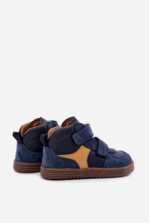 Chaussures en daim pour enfants bleu foncé Barefoot Froddo G2110157