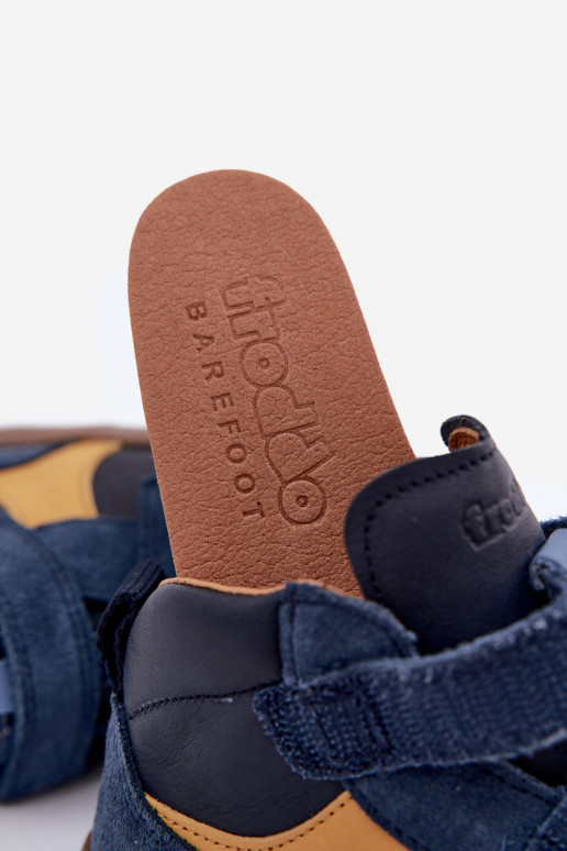 Chaussures en daim pour enfants bleu foncé Barefoot Froddo G2110157