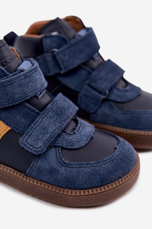 Chaussures en daim pour enfants bleu foncé Barefoot Froddo G2110157