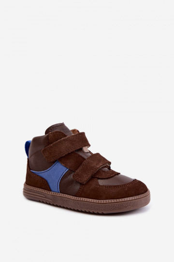 Braune Kinderveloursleder-Schuhe Barefoot Froddo G2110157-1
