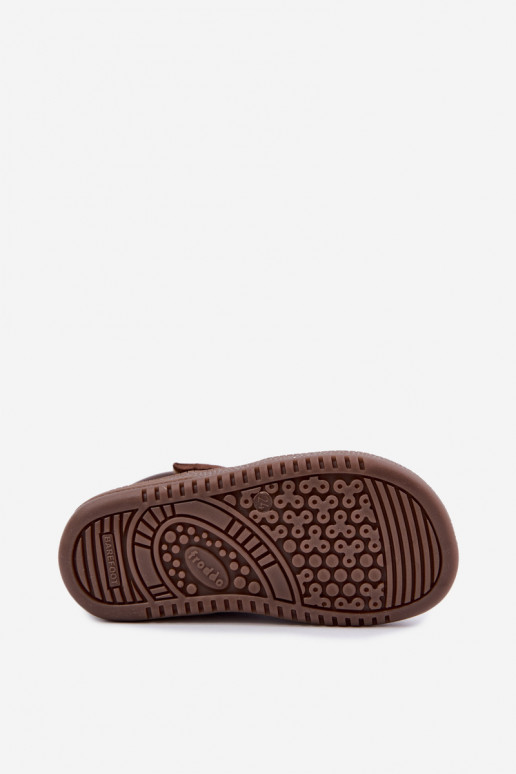 Braune Kinderveloursleder-Schuhe Barefoot Froddo G2110157-1