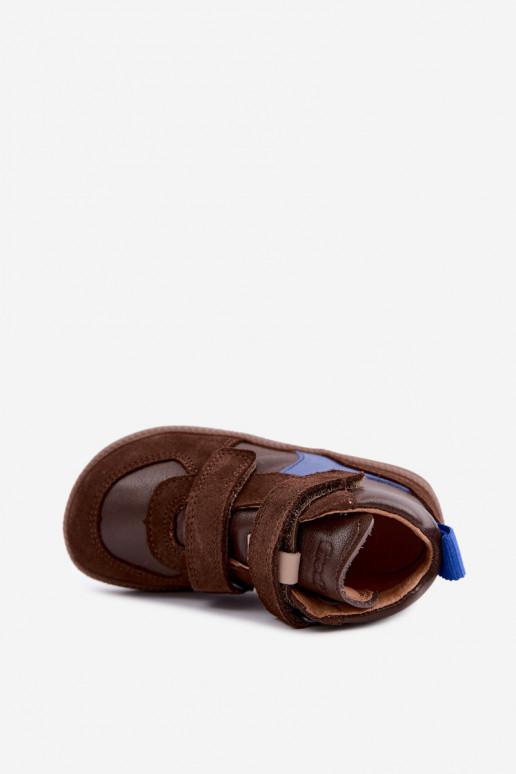 Braune Kinderveloursleder-Schuhe Barefoot Froddo G2110157-1