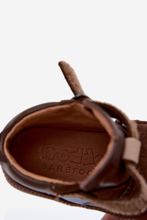Bruine kindersuède schoenen Barefoot Froddo G2110157-1
