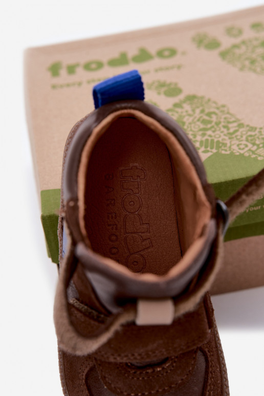 Bruine kindersuède schoenen Barefoot Froddo G2110157-1