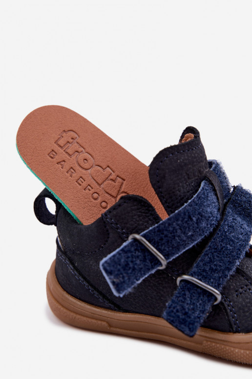 Chaussures en cuir pour enfants bleu foncé Barefoot Froddo G2130380