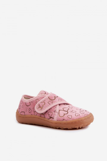 Kinderslippers met klittenbandsluitingen Barefoot Širdelės Froddo G1700438-18 in roze