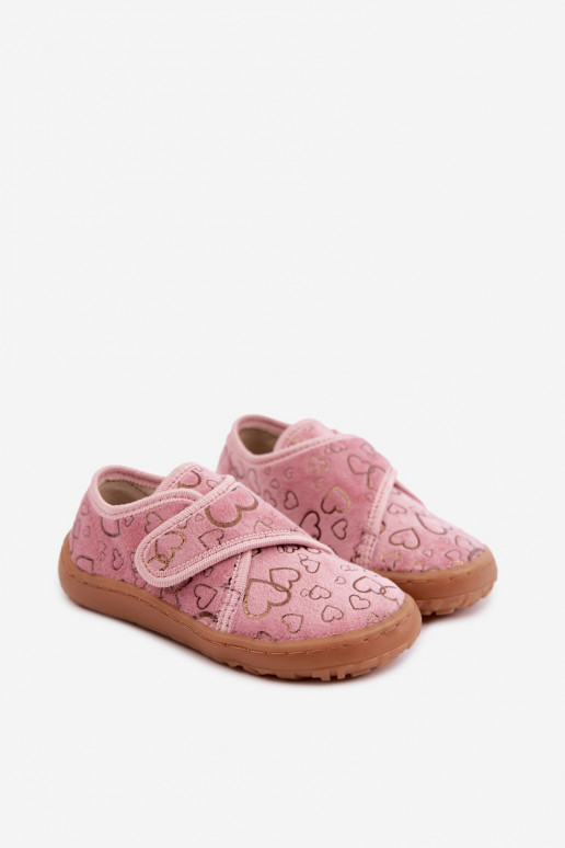 Kinderslippers met klittenbandsluitingen Barefoot Širdelės Froddo G1700438-18 in roze