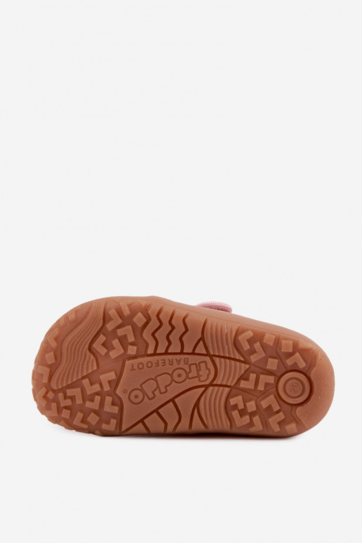 Chaussons pour enfants avec fermetures adhésives Barefoot Širdelės Froddo G1700438-18 en rose