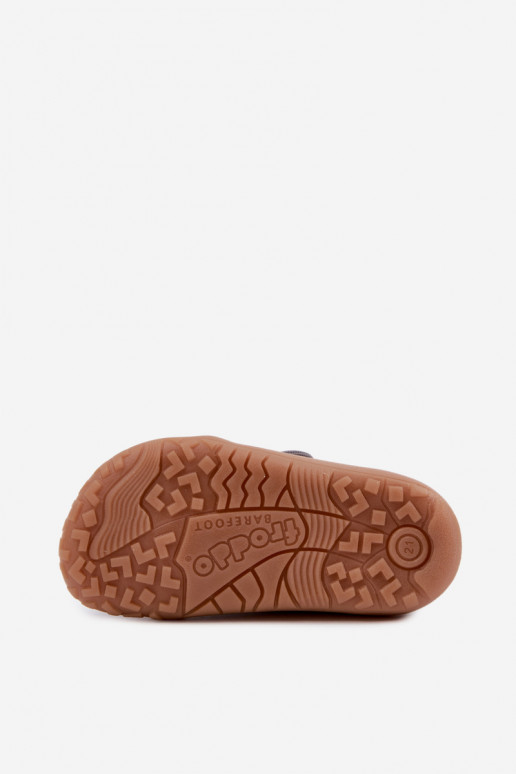 Chaussons pour enfants garçons avec fermetures adhésives Barefoot Dinozaurai Froddo G1700438-26 en gris