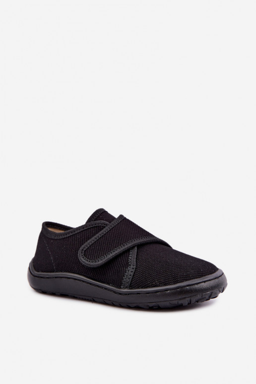 Chaussons pour enfants garçons avec fermetures adhésives Barefoot Froddo G1700438-15 en noir