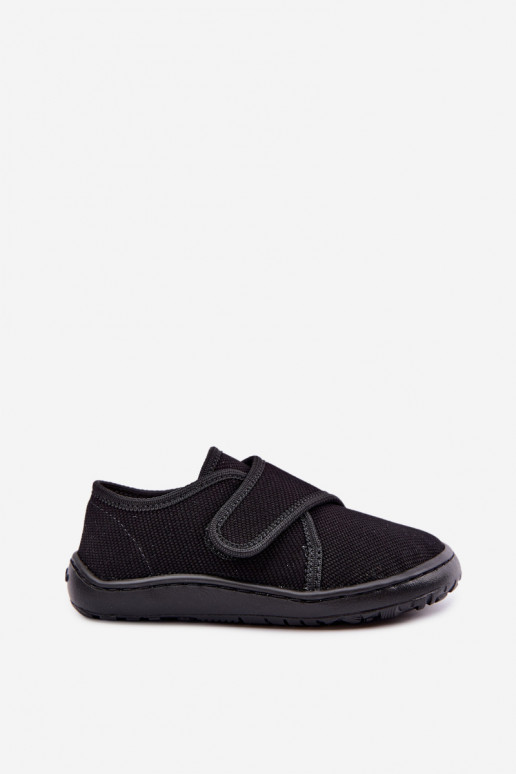 Chaussons pour enfants garçons avec fermetures adhésives Barefoot Froddo G1700438-15 en noir