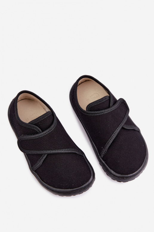 Chaussons pour enfants garçons avec fermetures adhésives Barefoot Froddo G1700438-15 en noir